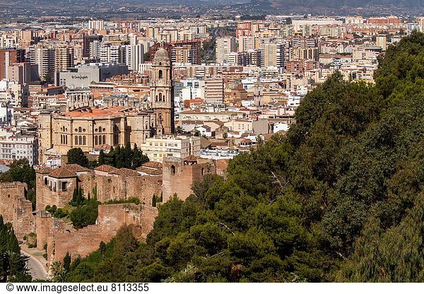 Panorama Großstadt Ansicht Andalusien Malaga Spanien