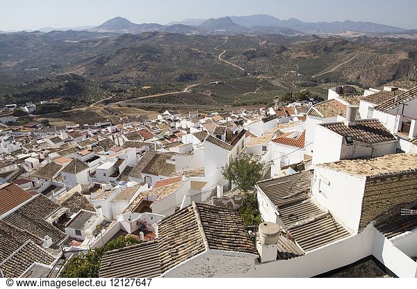 Panorama of Olvera is one of the most beautiful villages in Spain. Andalusia Spain.