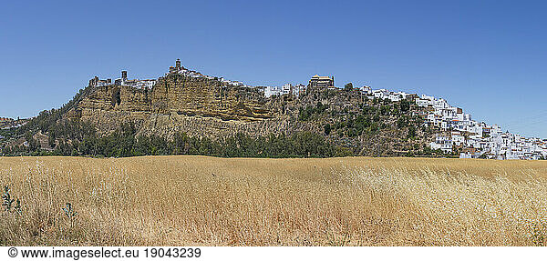 Panorama of white village Arcos de la Frontera  Andalusia  Spain
