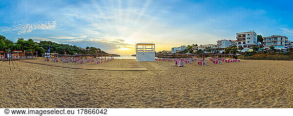 panoramic beach mallorca umbrellas and hammocks for tourists holidays