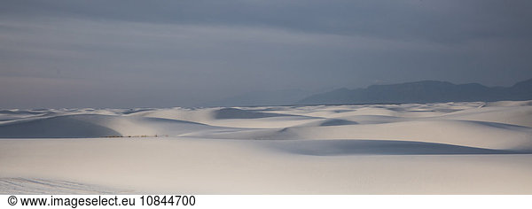 Panoramic of tranquil white sand dune  White Sands  New Mexico  United States
