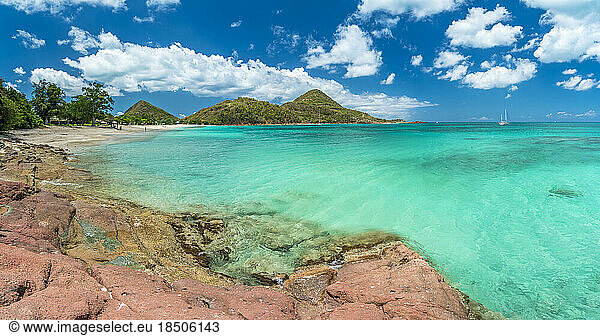 Panoramic of turquoise sea in a tropical bay  Caribbean  Antilles