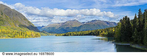 Panoramic shot of Kenai Lake  Cooper Landing  Kenai  Alaska  USA