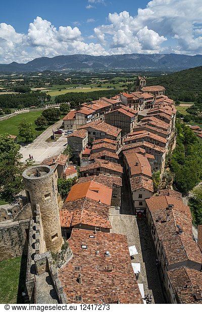 Panoramic view of a small town Frías  province of Burgos  Castile and Leon  Spain.
