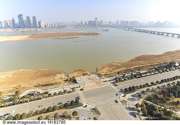 Panoramic view of Nanchang  the capital of Jianxi  at noon  China