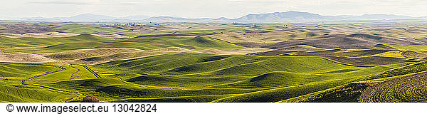 Panoramic view of Palouse hills against sky
