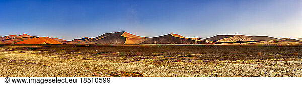 Panoramic view of sand dunes at Sossusvlei  Namibia  Africa