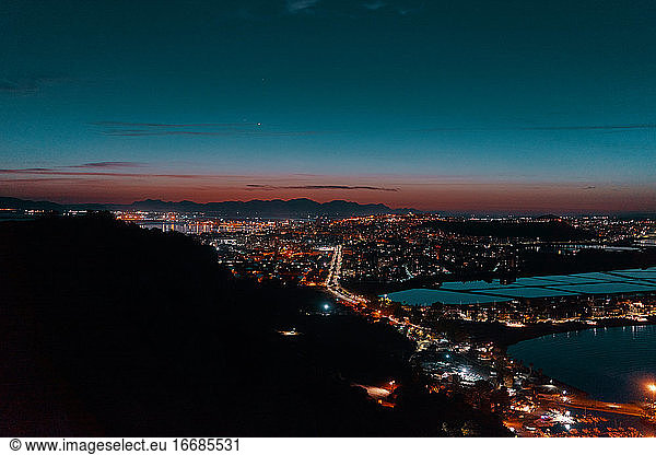 Panoramic view of the city of Cagliari at sunset