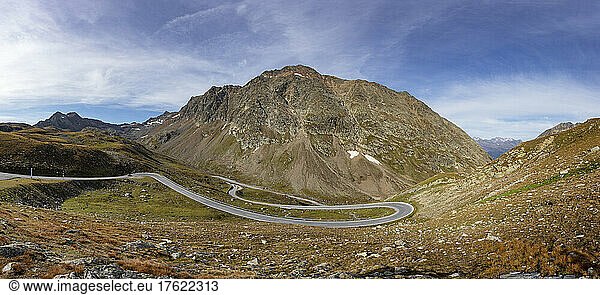Panoramic view of Timmelsjoch pass in Otztal Alps