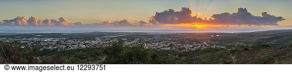 Panoramic view of town and sea during sunset  Trinidad  Cuba