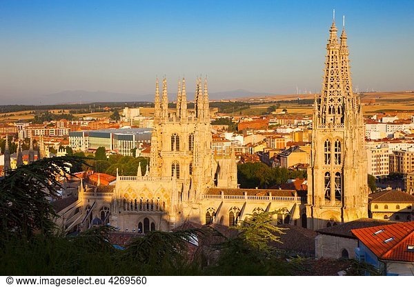 Panoramic view with the cathedral. Burgos. Castilla-Leon. Spain.