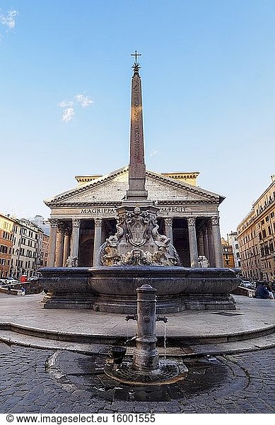Pantheon in piazza della Rotonda and its fountain constructed by Giacomo Della Porta - Rome  Italy.