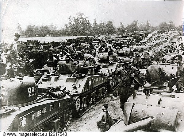 Panzer der französischen 2. Panzerdivision  Normandie  1944. Künstler: Unbekannt