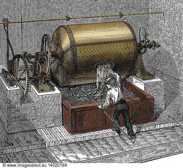 Papermaking  Rag Paper Machine  19th Century