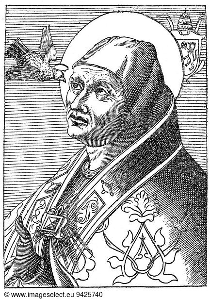 Papst Gregor der Große oder Gregorius I  St. Gregor der Große  Gregor der Dialogist  Gregor I  historische Illustration
