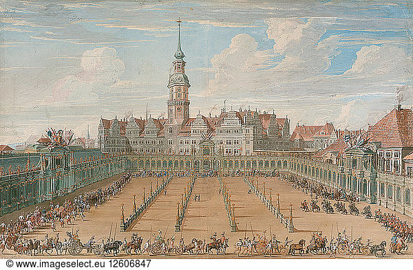 Parade des Damenringrennens am 6. Juni 1709 in Dresden  1710. Künstler: Fritzsche  C. H. (tätig 18. Jahrhundert)