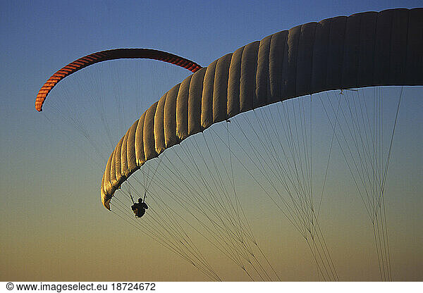 Paraglide canopy with another paraglider in background  La Jolla  CA.