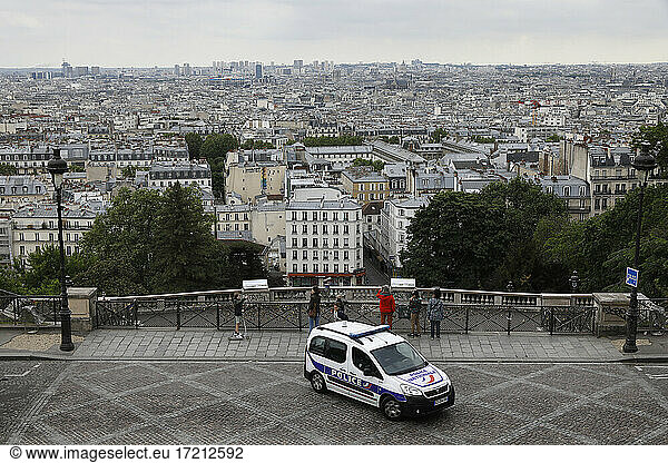 Paris france seen from montmartre during lockdown
