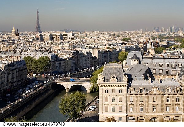 Paris  Hauptstadt  Frankreich  Fluss  Ansicht  Seine  Luftbild  Fernsehantenne