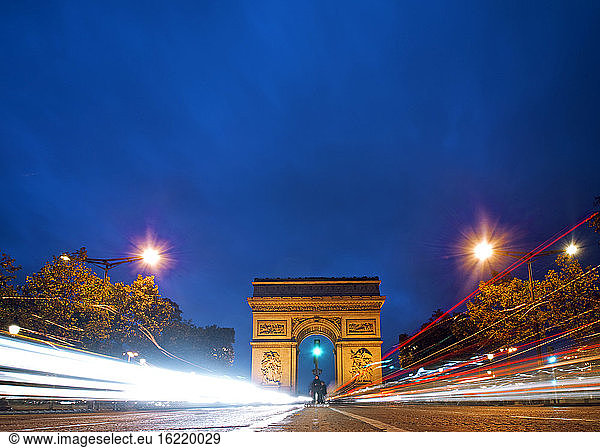 Paris  View of Arc de Triomphe and Champs Elysees