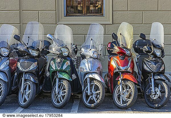 Parked Vespa scooter  Florence  Tuscany  Italy  Europe