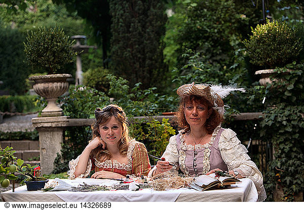 Participants in medieval clothes  Ala Citta di Velluto 2007 feast  Ala  Trentino Alto Adige  Italy