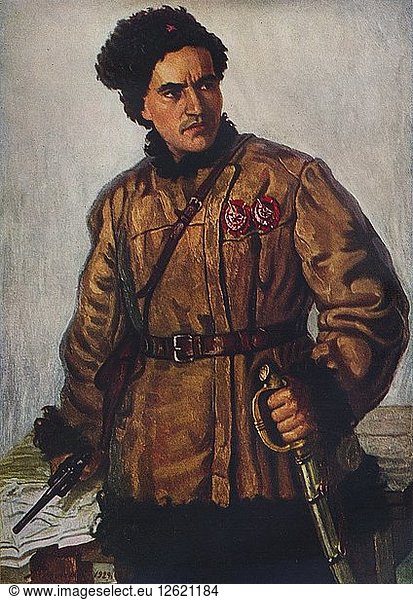 Partisan A. G. Lunev  1929. Künstler: Nikolai Strunnikow.