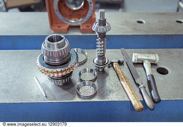 Parts and tools in gearbox factory