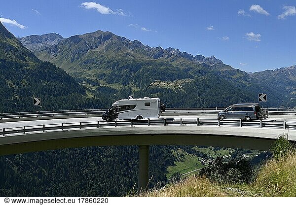 Pass Road Motorhome  Gotthard Pass  Switzerland  Europe