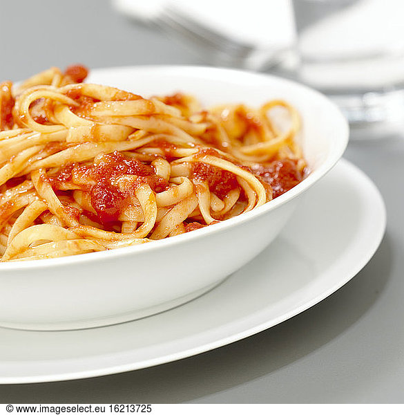 Pasta with tomato sauce  close-up