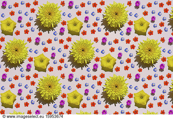 Pattern of colorful flower heads