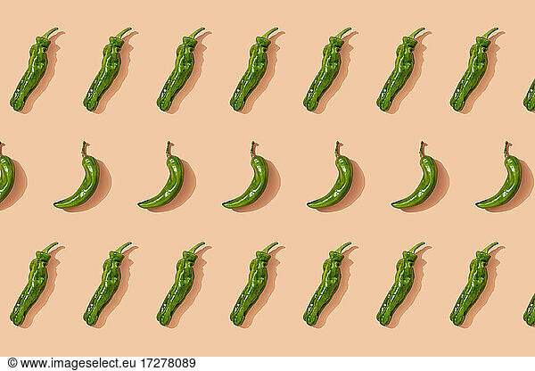 Pattern of green chili peppers