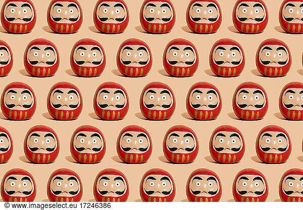 Pattern of rows of traditional Japanese Daruma dolls