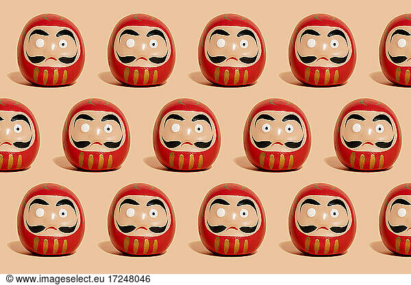 Pattern of rows of traditional Japanese Daruma dolls