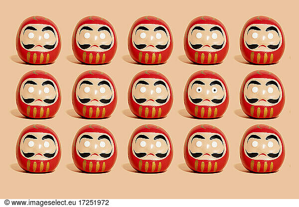Pattern of rows of traditional Japanese Daruma dolls