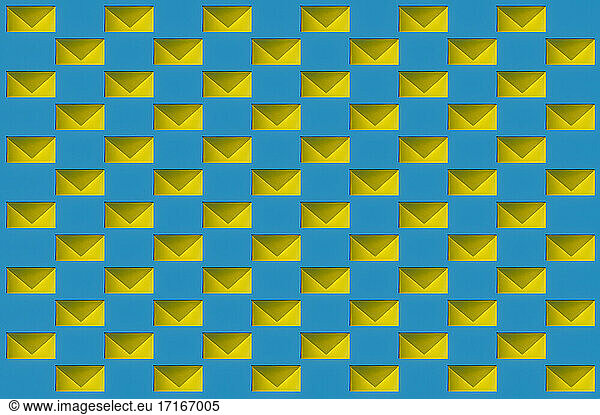 Pattern of rows of yellow envelopes