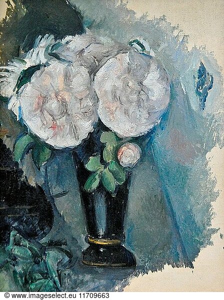 Paul Cezanne. Fleurs dans un vase bleu. 1880. Mus?e de l'Orangerie - Paris.