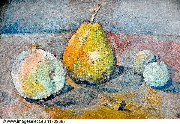 Paul Cezanne. Nature morte  poire et pommes vertes. 1873. Mus?e de l'Orangerie - Paris.
