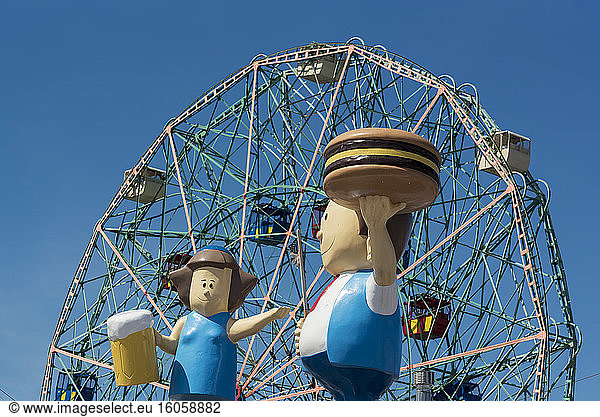 Paul's Daughter sign in front of the Wonder Wheel; Coney Island  Brooklyn  New York  United States of America