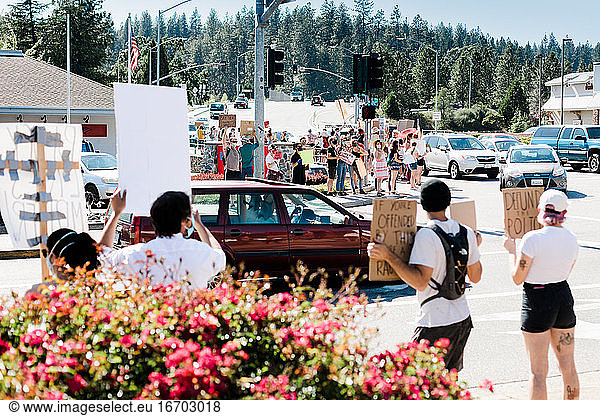 Peaceful Demonstration in rural Grass Valley  California
