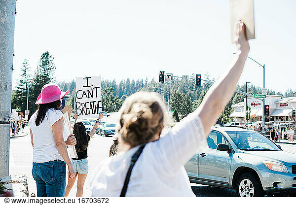 Peaceful Demonstration in Rural Grass Valley  California Protest