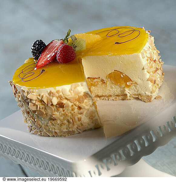Peach grand marnier mousse cake.