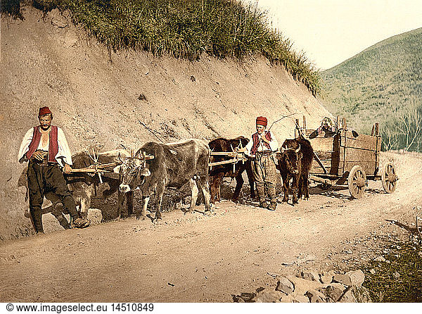 Peasants and Wagon  Bosnia  Austro-Hungary  Photochrome Print  Detroit Publishing Company  1900