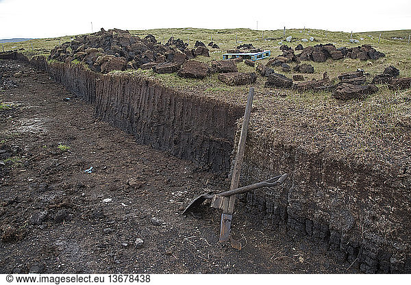 Peat cutting on the Isle of Lewis  Outer Hebrides  Scotland.