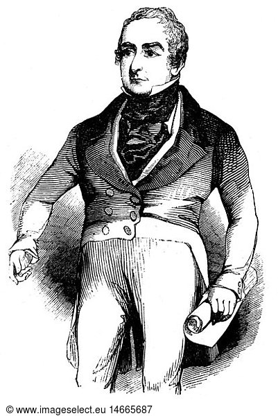 Peel  Robert  5.2.1788 - 2.7.1850  brit. Politiker (Tory)  Premierminister 1834/1835 und 1841 - 1845  Halbfigur  zeitgenÃ¶ssische Xylografie