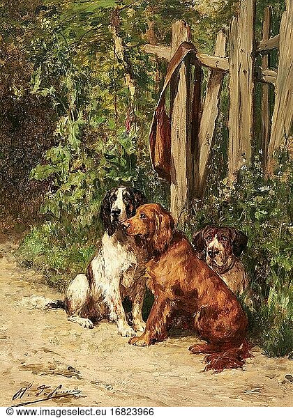 Penne Olivier Charles De - Gun Dogs at Rest 2 - Französische Schule - 19. und frühes 20. Jahrhundert.