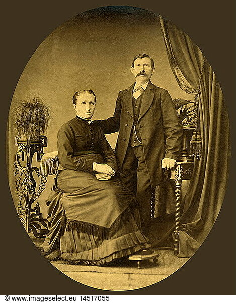 people  couples  married couple  studio shot in photographer's studio  Germany  circa 1880