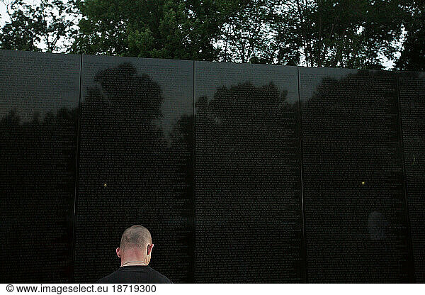 People gather near the Vietnam Veterans Memorial Wall in Washington  DC.