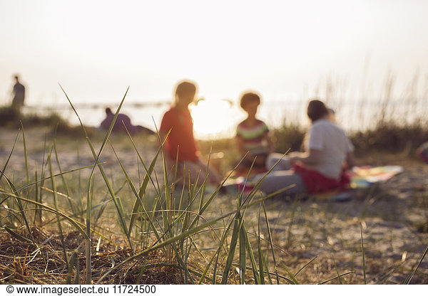 People having picnic on beach
