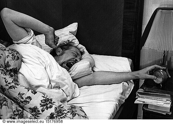 people  men  1970s  man in the bed  Germany  1970